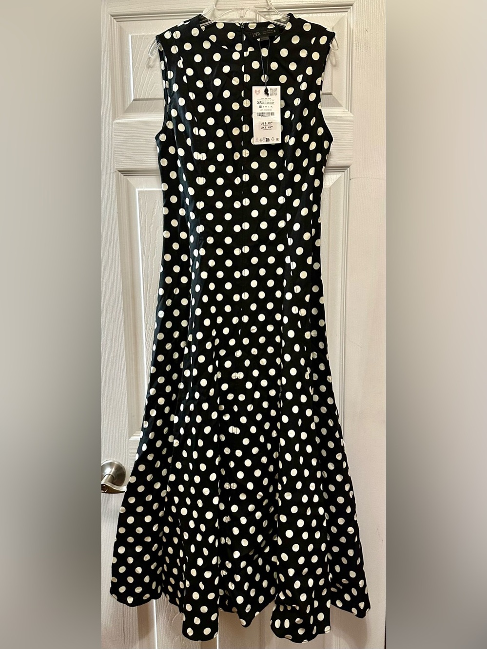 Zara Black and White Polka Dot Midi Dress